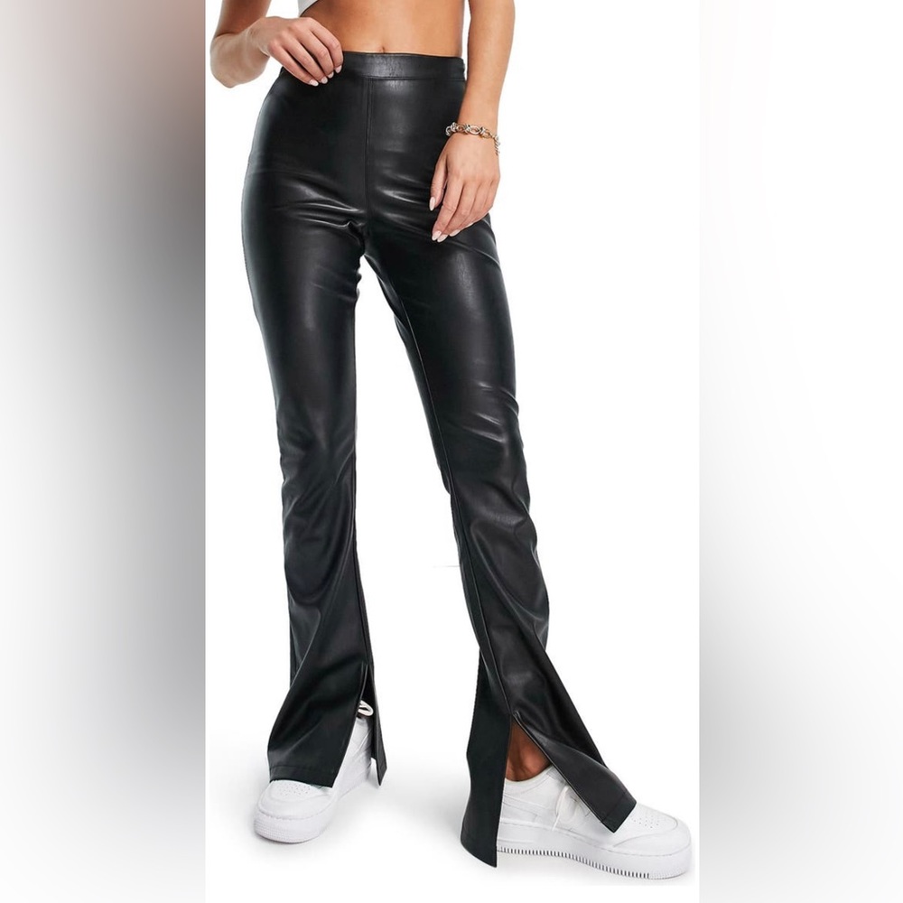 Topshop Women’s Faux Leather Flare Leg Pants